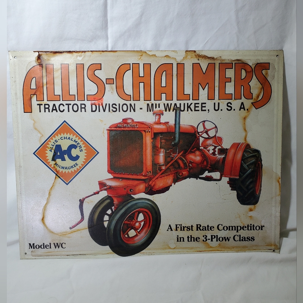 Allis Chalmers Tractor Division Milwaukee Distressed Retro Metal Sign